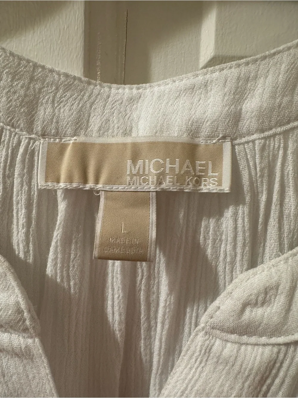 Michael Kors White Gauze Split-Neck Pullover Tunic